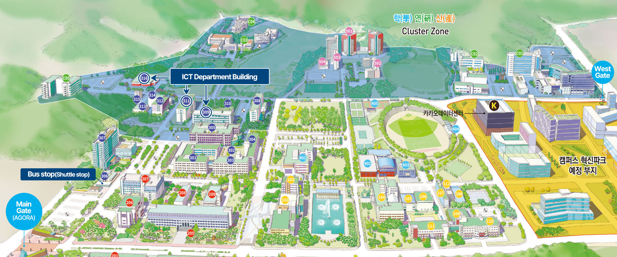 Map of Hanyang University ERICA Campus